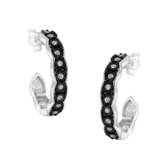 Black Rhodium and .925 Sterling Silver 1/4 cttw Miracle Plate Set Diamond 